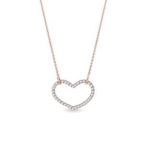 Diamantový náhrdelník srdce v růžovém zlatě KLENOTA