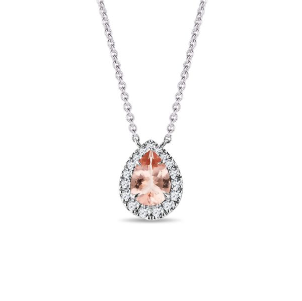 Elegantní diamantový náhrdelník s morganitem v bílém zlatě KLENOTA