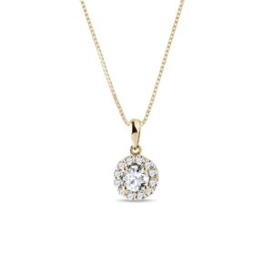 Zlatý diamantový náhrdelník v halo stylu KLENOTA