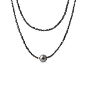 Náhrdelník z černých diamantů s tahitskou perlou KLENOTA