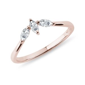 Prsten z růžového zlata s diamantovými markýzami KLENOTA