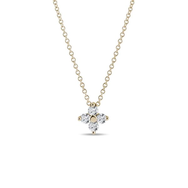 Diamantový náhrdelník čtyřlístek ze žlutého 14k zlata KLENOTA