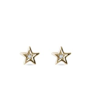 Zlaté náušnice ve tvaru hvězdy s diamanty KLENOTA