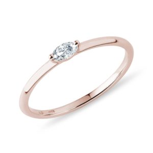 Minimalistický prstýnek s diamantem v růžovém zlatě KLENOTA