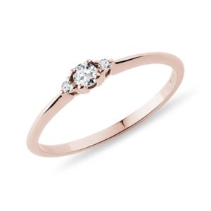 Diamantový zásnubní prsten z růžového 14k zlata KLENOTA