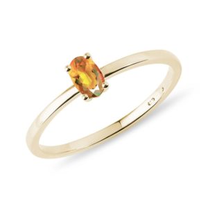Minimalistický prsten s citrínem ve žlutém zlatě KLENOTA