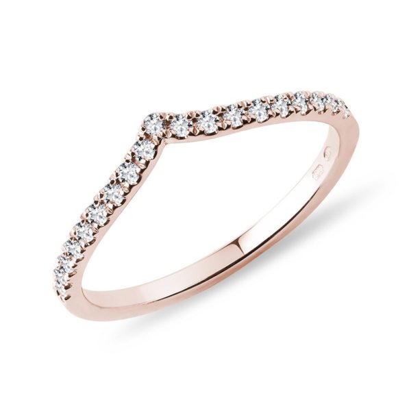 Briliantový prsten chevron z růžového zlata KLENOTA