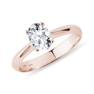 Zásnubní prsten oválný diamant v růžovém zlatě KLENOTA