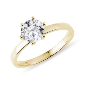 Zásnubní prsten s 1ct diamantem ve žlutém zlatě KLENOTA