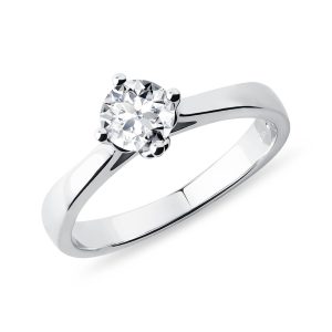 Zásnubní prsten z bílého 14k zlata s 0.5ct diamantem KLENOTA