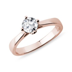 Zásnubní prsten z růžového 14k zlata s 0.5ct diamantem KLENOTA