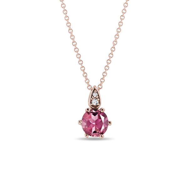 Náhrdelník s turmalínem a diamanty v růžovém zlatě KLENOTA