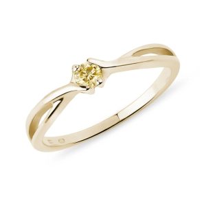 Prsten ze žlutého zlata se žlutým diamantem KLENOTA