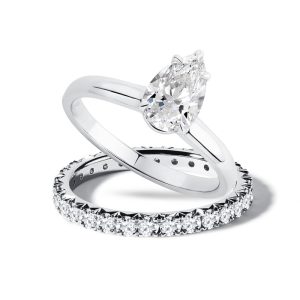 Set svatebních prstenů s diamanty v bílém zlatě KLENOTA