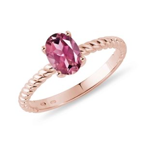 Prsten s turmalínem v růžovém zlatě KLENOTA