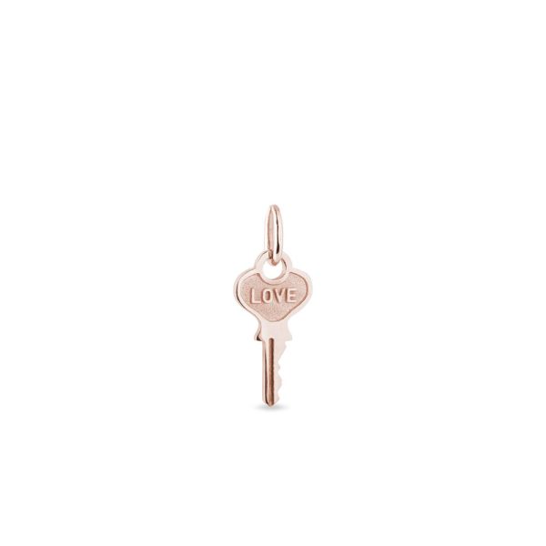 Přívěsek klíček z růžového zlata s nápisem Love KLENOTA