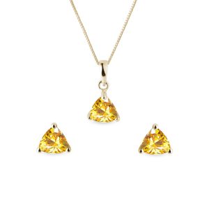 Souprava šperků s citrínem ve žlutém 14k zlatě KLENOTA
