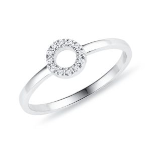Minimalistický diamantový prsten z bílého zlata KLENOTA