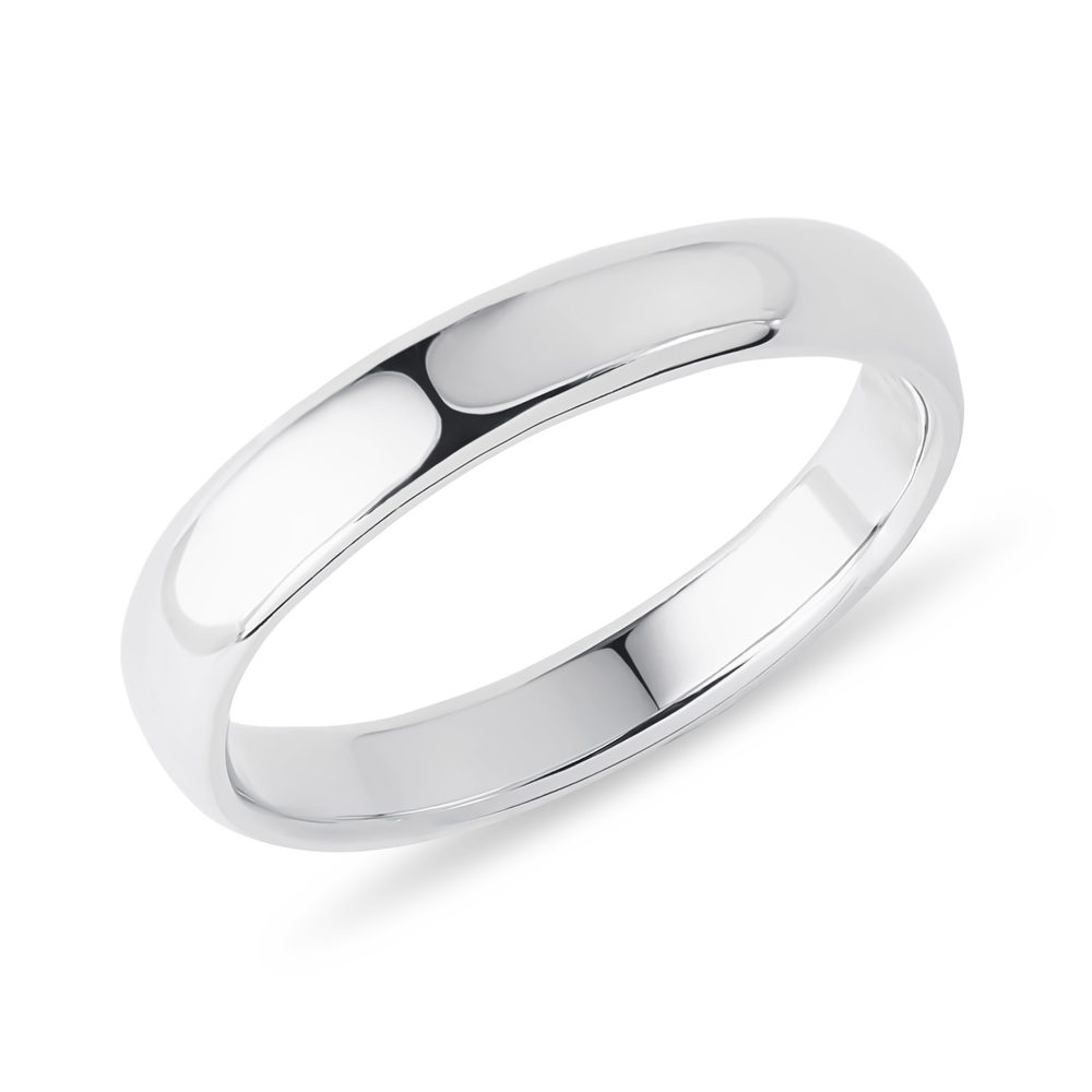 Klasický snubní prsten z bílého 14k zlata KLENOTA