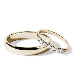 Sada snubních prstenů s diamanty ve žlutém zlatě KLENOTA