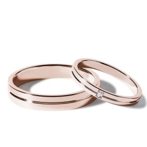 Souprava snubních drážkových prstenů z růžového zlata KLENOTA