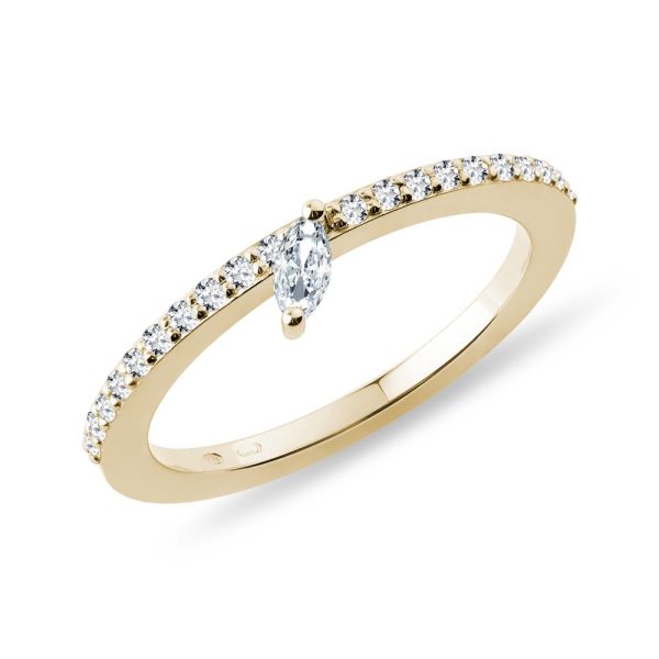 Prsten s brilianty a diamantem markýza ve zlatě KLENOTA