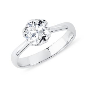 Zásnubní prsten Flower s 1ct diamantem v bílém zlatě KLENOTA