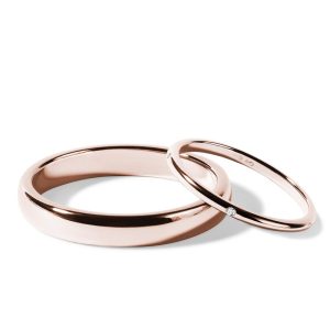 Jednoduché snubní prsteny s diamantem v růžovém zlatě KLENOTA