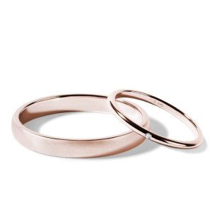 Sada jednoduchých snubních prstenů v růžovém zlatě KLENOTA