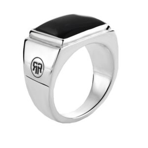 Rebel&Rose Nadčasový stříbrný prsten Square Onyx Lowneck RR-RG030-S 63 mm