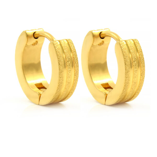 S2283 Náušnice kroužky GOLD s pískováním