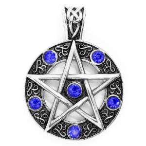 S2767 Přívěsek PENTAGRAM s kamínky MODRÝ