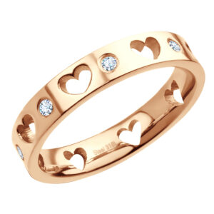 S3961 Prsten SRDCE s kamínky ROSE GOLD Velikost: 8 (EU: 56