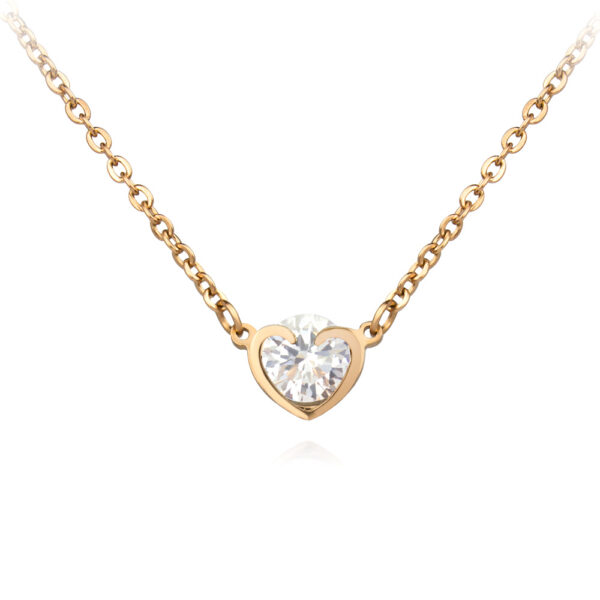 S3976 Náhrdelník SRDCE s kamínkem ROSE GOLD