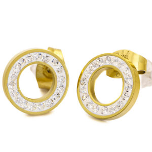S4438 Náušnice MINI KROUŽEK GOLD s kamínky