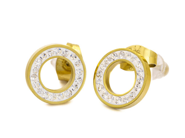 S4438 Náušnice MINI KROUŽEK GOLD s kamínky
