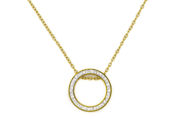 S4502 Náhrdelník KROUŽEK s kamínky GOLD