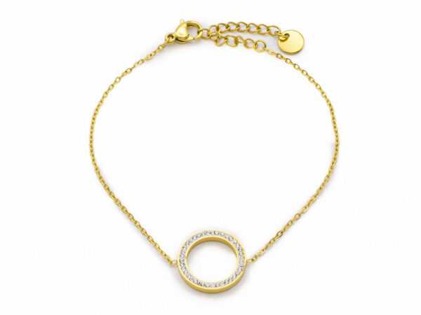 S4509 Náramek KROUŽEK s kamínky GOLD