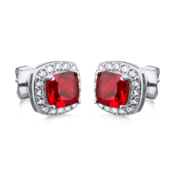 Y0051 Stříbrné náušnice CRYSTAL ČERVENÉ