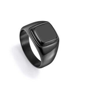 Viceroy Černý ocelový prsten s achátem Beat 75375A02 59 mm