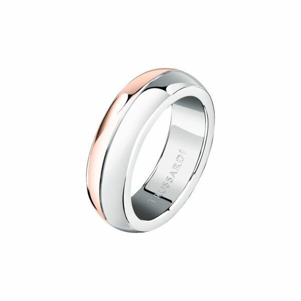 Trussardi Slušivý bicolor prsten pro muže T-Steel TJAXV410 63 mm