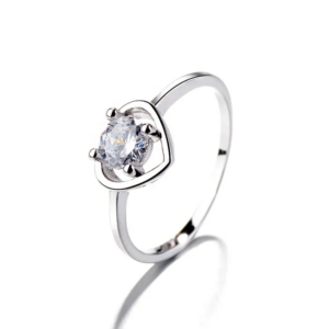 10043 Stříbrný prsten srdce s kamínkem ELEONORA Velikost prstenu: 5 (EU: 49-50)