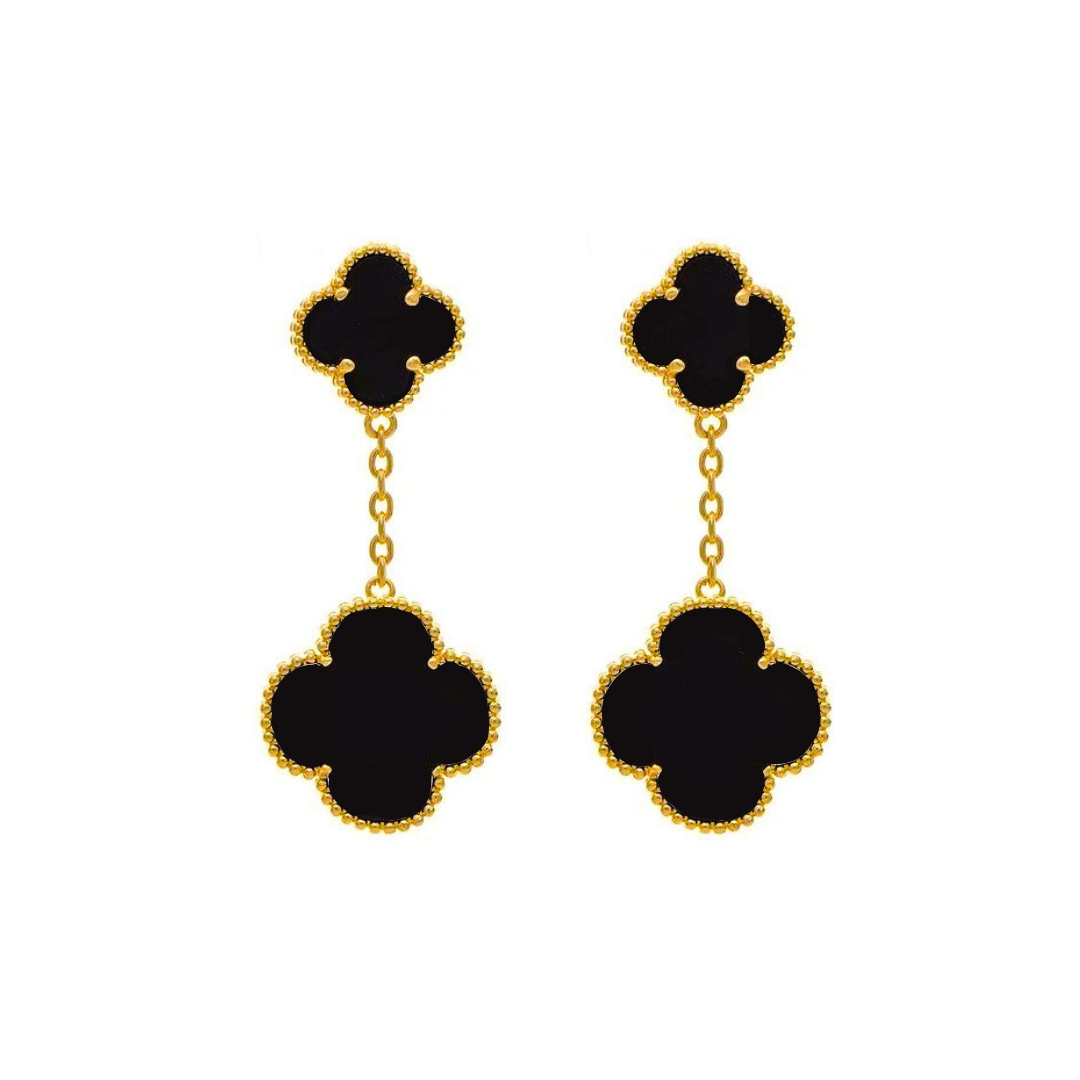 11834 Stříbrné náušnice LUCKY MIJA black pozlacené