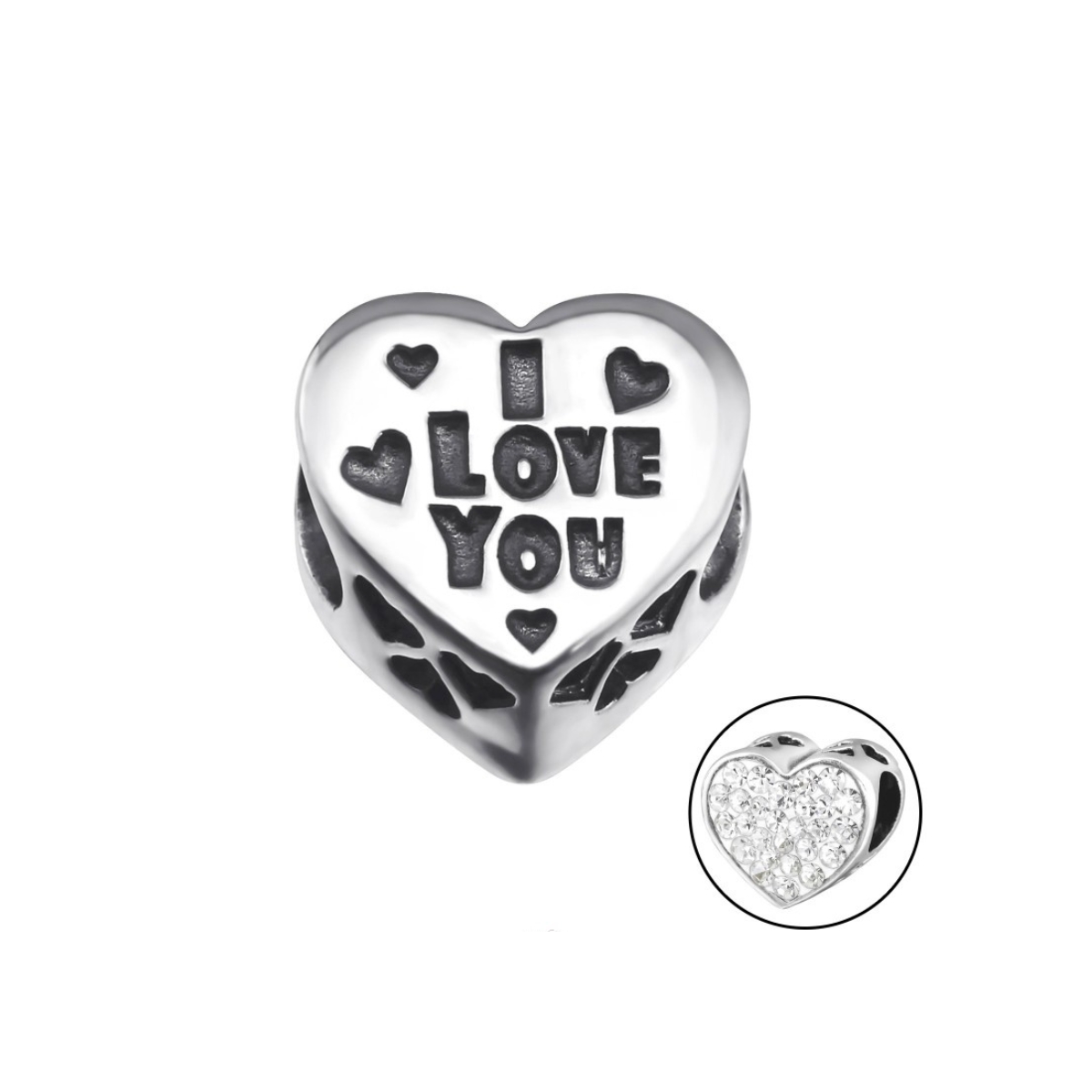 11895 MAY STORY stříbrný korálek I LOVE YOU s čirým zirkonem